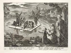 Pêche sur un lac la nuit, planche 101, illustration de 